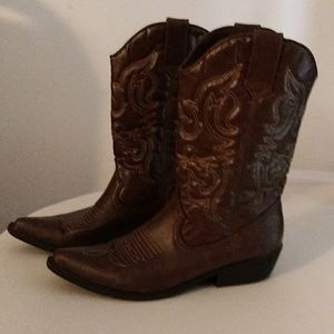MADDEN GIRL 8.5 Brown Faux Leather Cowgirl Boots